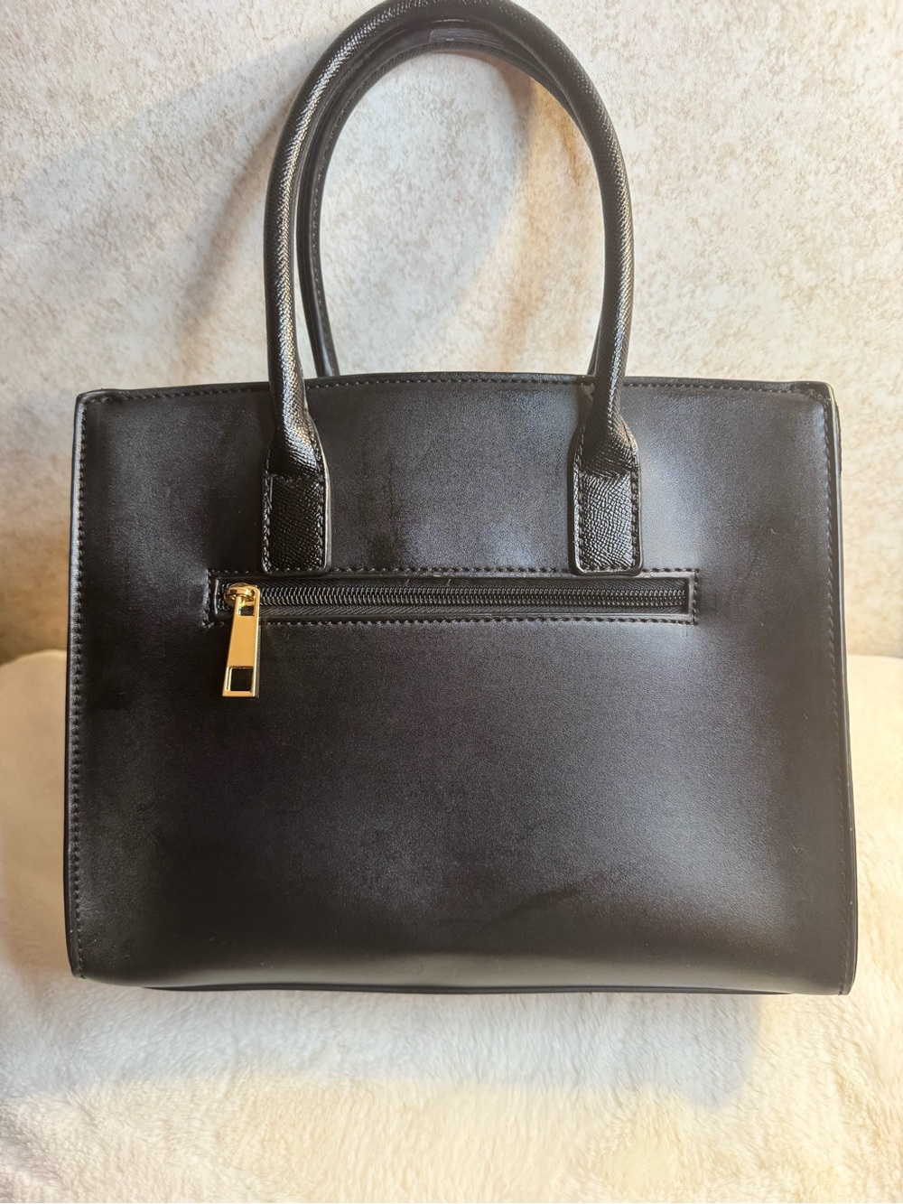 Aldo Black Croc-Trim Satchel with Gold Accent - Picture 4 of 8
